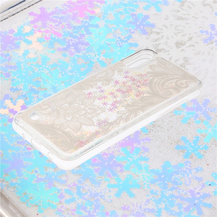 Embossment Pattern Quicksand TPU Back Phone Cover for Samsung Galaxy A10 / M10 - Lace Flower-3