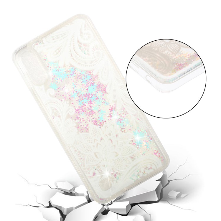 Embossment Pattern Quicksand TPU Back Phone Cover for Samsung Galaxy A10 / M10 - Lace Flower-5