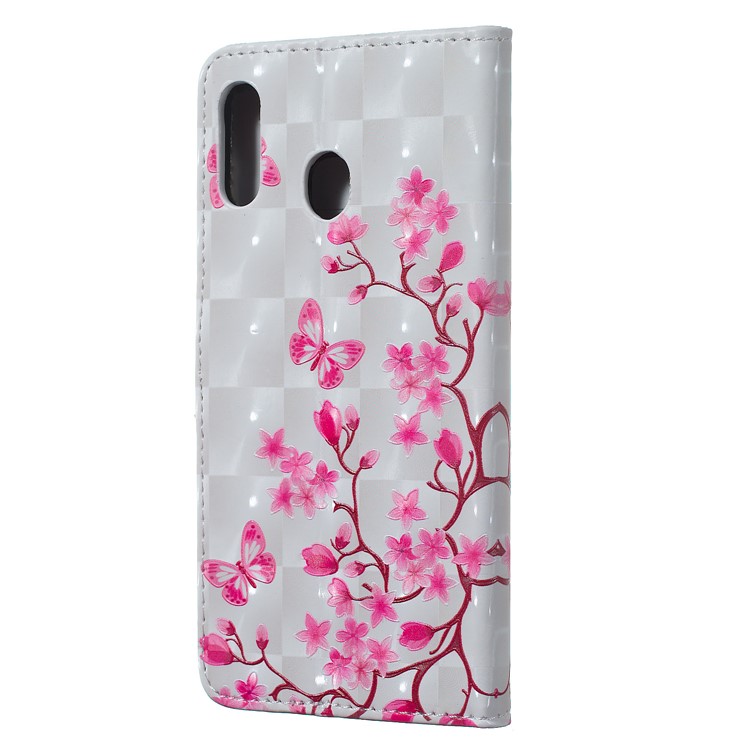 Light Spot Decor Patterned Embossed Leather Wallet Case for Samsung Galaxy A20/A30 - Butterfly Flower-4