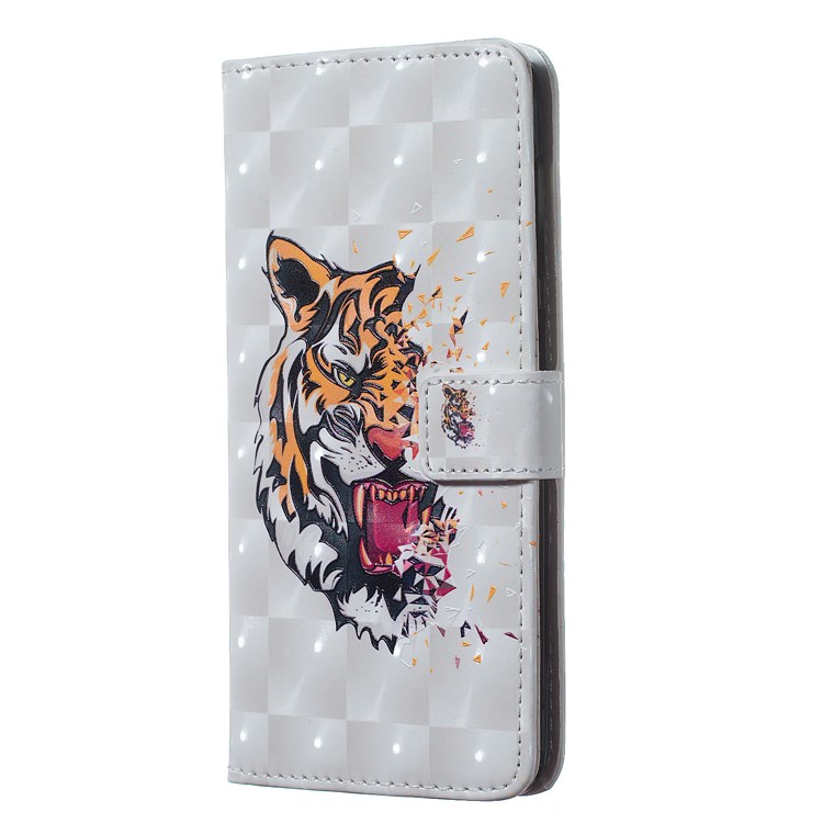 Light Spot Decor Patterned Embossed Leather Wallet Case for Samsung Galaxy A20/A30 - Tiger-3