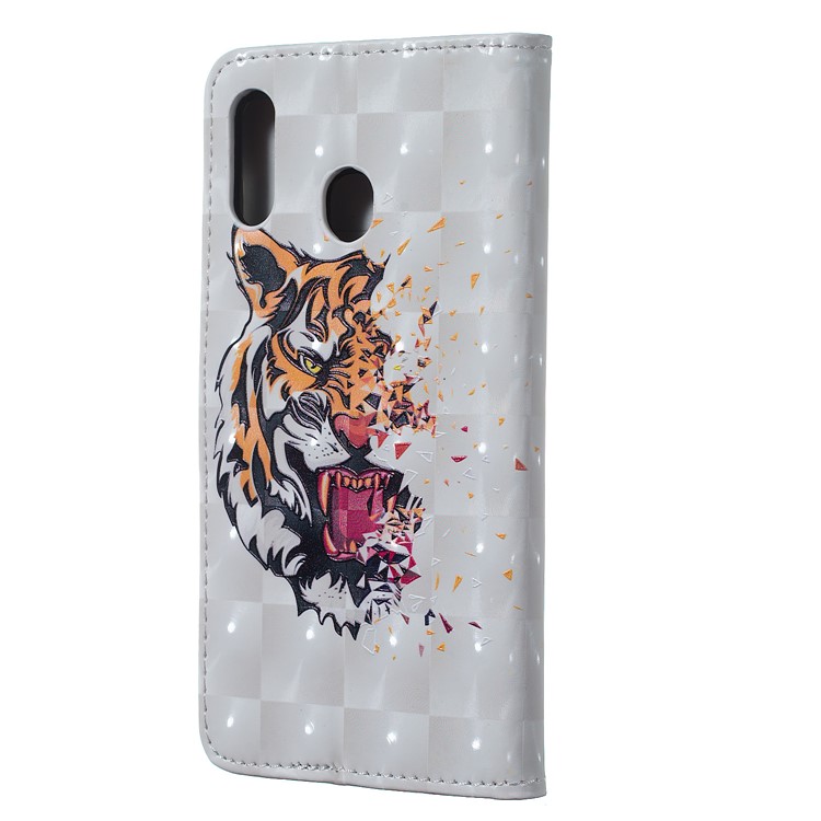 Light Spot Decor Patterned Embossed Leather Wallet Case for Samsung Galaxy A20/A30 - Tiger-4
