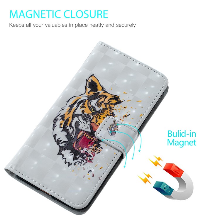Light Spot Decor Patterned Embossed Leather Wallet Case for Samsung Galaxy A20/A30 - Tiger-7