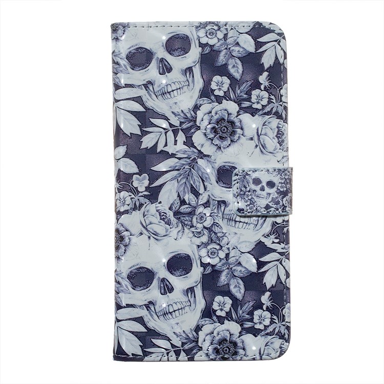 Custodia A Portafoglio In Rilievo Con Motivo Decorativo In Rilievo Per Samsung Galaxy A20 / A30 - Cranio-2