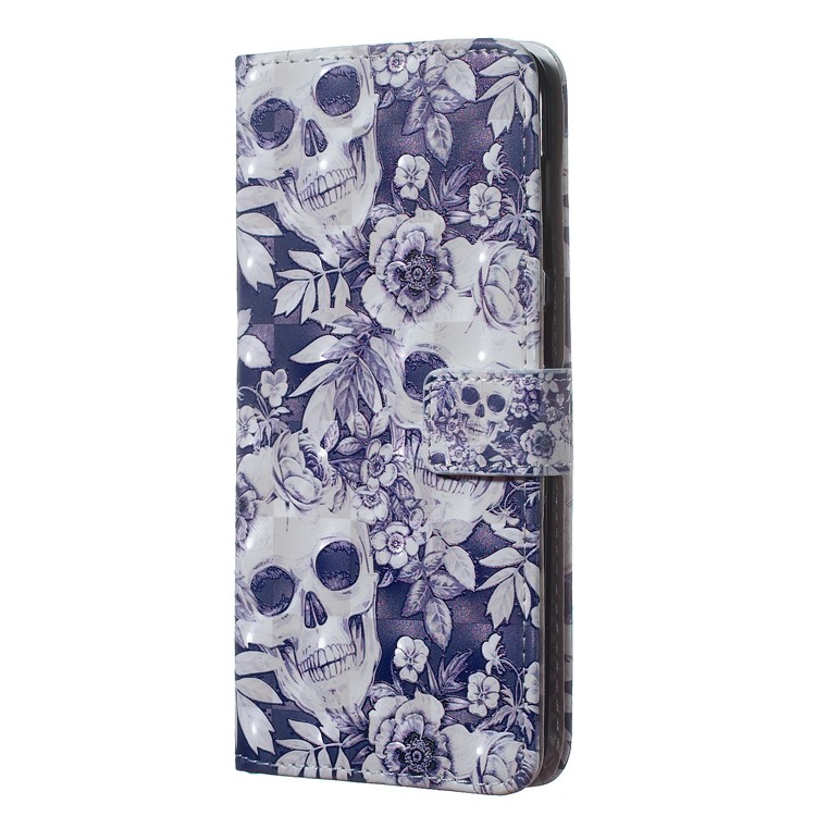 Custodia A Portafoglio In Rilievo Con Motivo Decorativo In Rilievo Per Samsung Galaxy A20 / A30 - Cranio-3