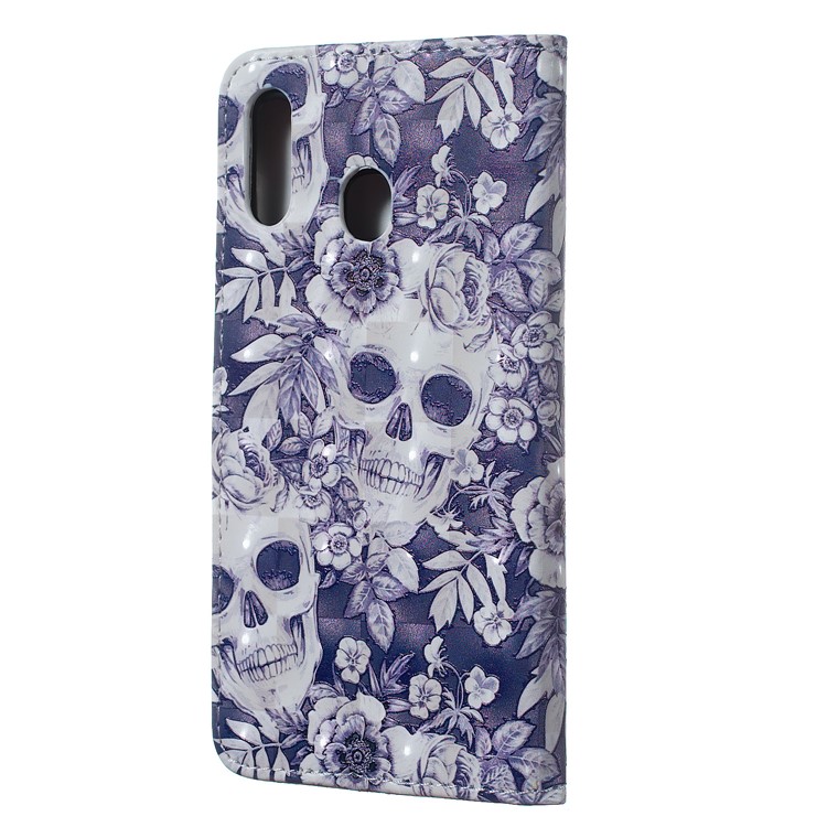 Custodia A Portafoglio In Rilievo Con Motivo Decorativo In Rilievo Per Samsung Galaxy A20 / A30 - Cranio-4