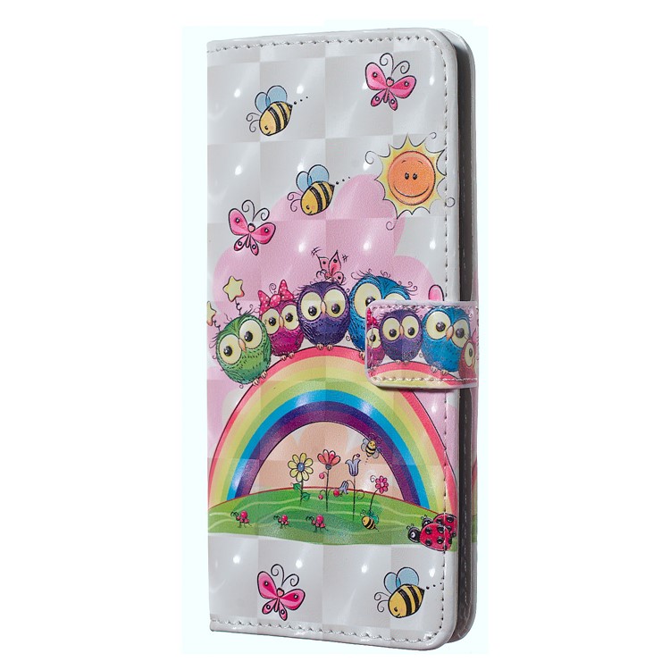 Light Spot Decor Patterned Embossed Leather Wallet Case for Samsung Galaxy A20/A30 - Animals and Flowers-3