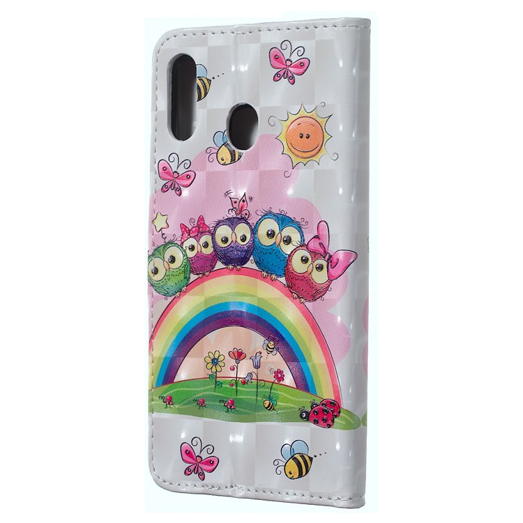 Light Spot Decor Patterned Embossed Leather Wallet Case for Samsung Galaxy A20/A30 - Animals and Flowers-4