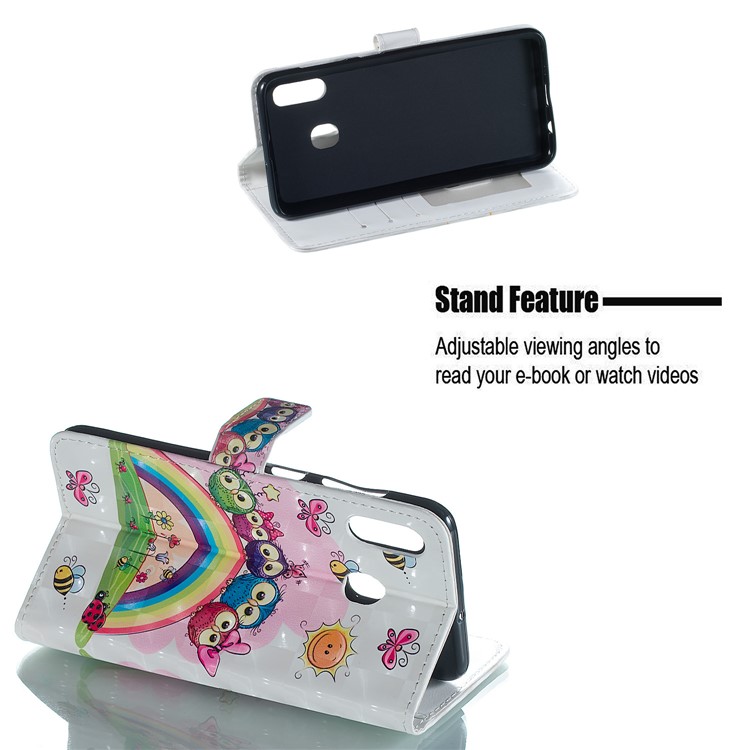 Light Spot Decor Patterned Embossed Leather Wallet Case for Samsung Galaxy A20/A30 - Animals and Flowers-5