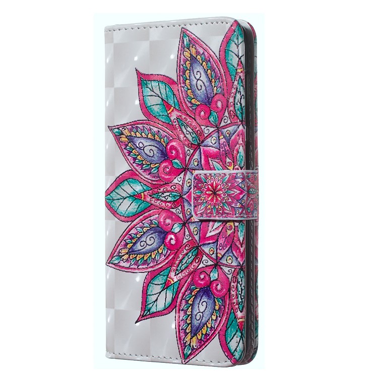 Light Spot Decor Patterned Embossed Leather Wallet Case for Samsung Galaxy A20/A30 - Colorful Flower-3