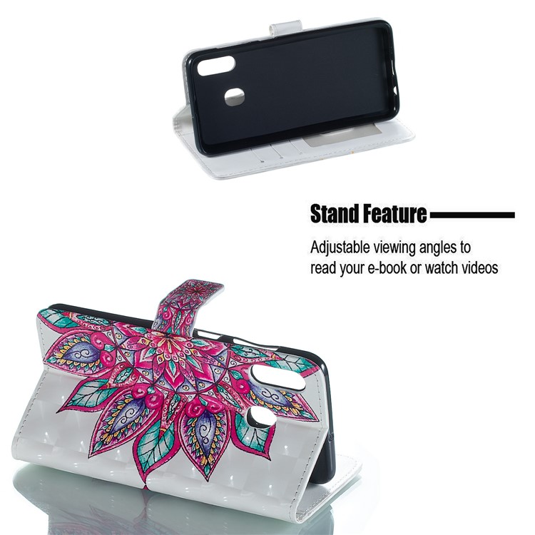 Light Spot Decor Patterned Embossed Leather Wallet Case for Samsung Galaxy A20/A30 - Colorful Flower-5