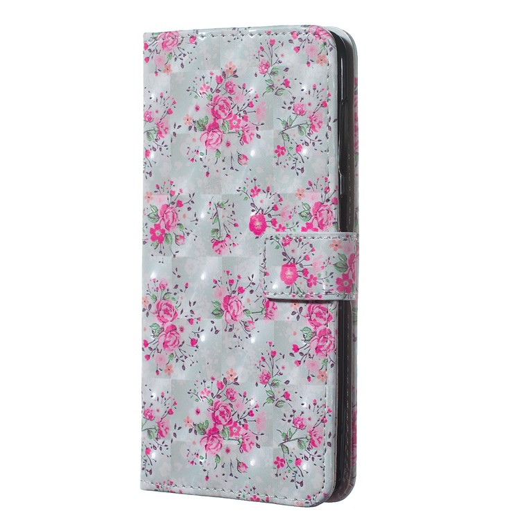 Light Spot Decor Patterned Embossed Leather Wallet Case for Samsung Galaxy A20/A30 - Vivid Flowers-3