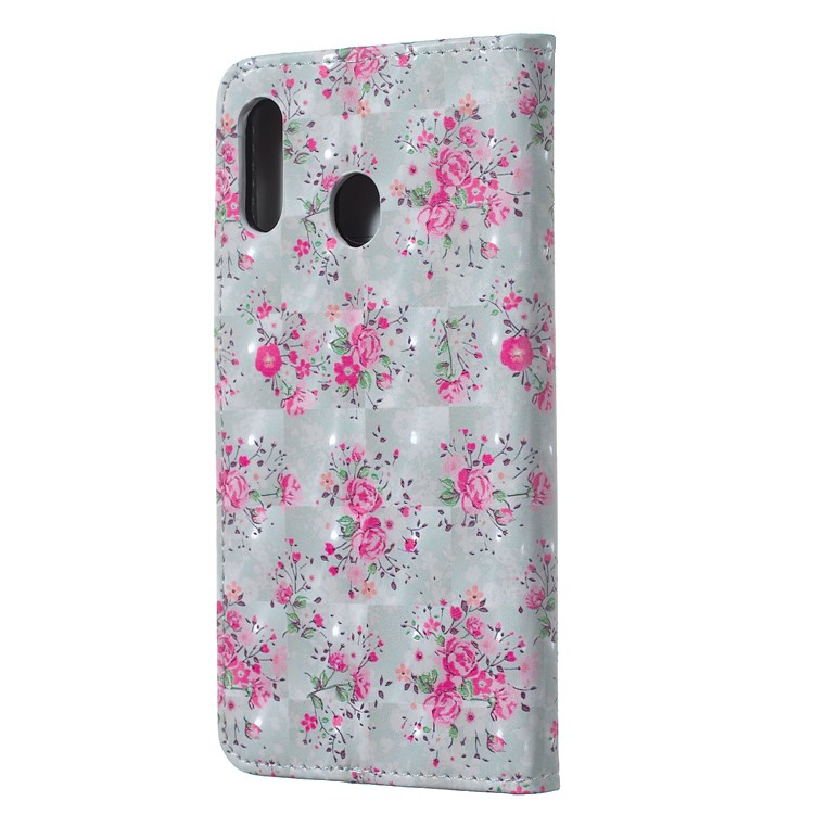 Light Spot Decor Patterned Embossed Leather Wallet Case for Samsung Galaxy A20/A30 - Vivid Flowers-4
