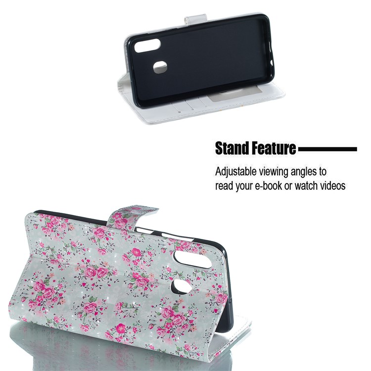 Light Spot Decor Patterned Embossed Leather Wallet Case for Samsung Galaxy A20/A30 - Vivid Flowers-5