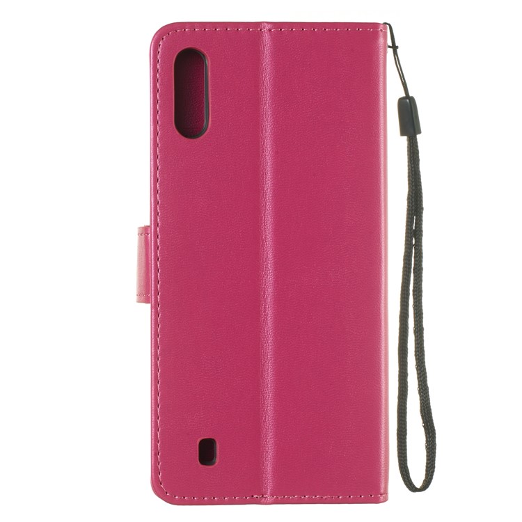 Solid Color Leather Wallet Stand Phone Case Cover for Samsung Galaxy A10 / M10 - Rose-3