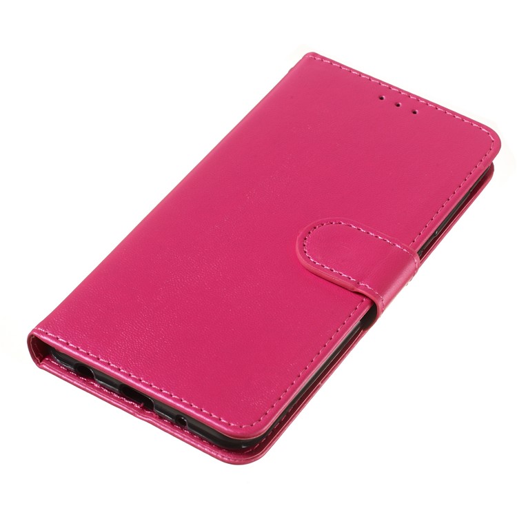 Solid Color Leather Wallet Stand Phone Case Cover for Samsung Galaxy A10 / M10 - Rose-5