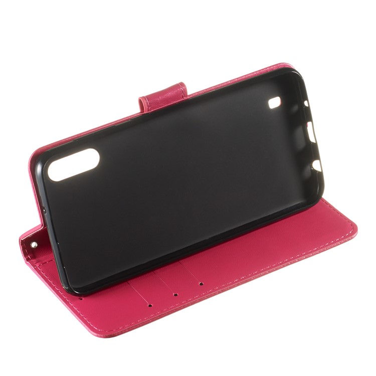 Solid Color Leather Wallet Stand Phone Case Cover for Samsung Galaxy A10 / M10 - Rose-6