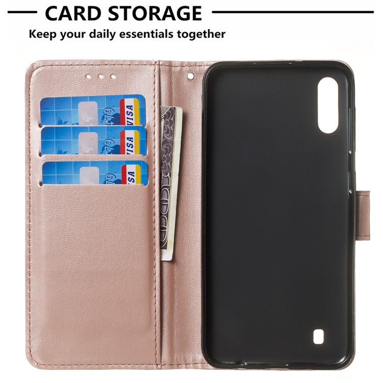 Solid Color Leather Wallet Stand Phone Case Cover for Samsung Galaxy A10 / M10 - Rose Gold-4