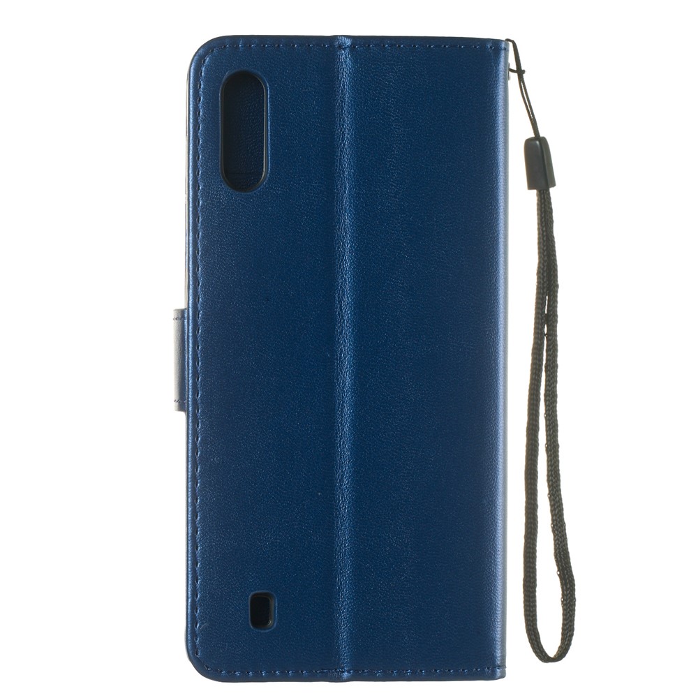 Solid Color Leather Wallet Stand Phone Case Cover for Samsung Galaxy A10 / M10 - Dark Blue-3