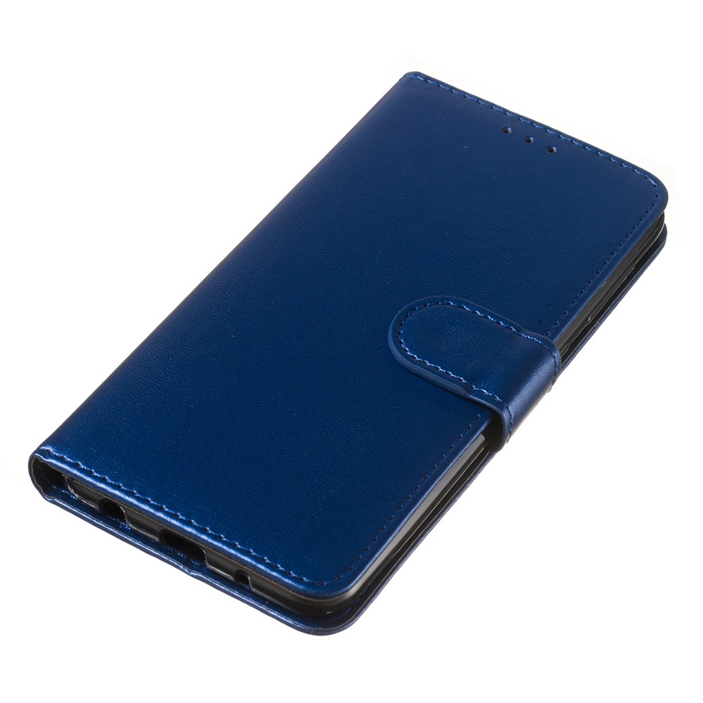 Solid Color Leather Wallet Stand Phone Case Cover for Samsung Galaxy A10 / M10 - Dark Blue-5