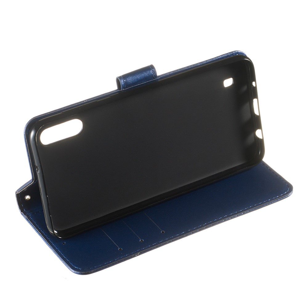 Solid Color Leather Wallet Stand Phone Case Cover for Samsung Galaxy A10 / M10 - Dark Blue-6