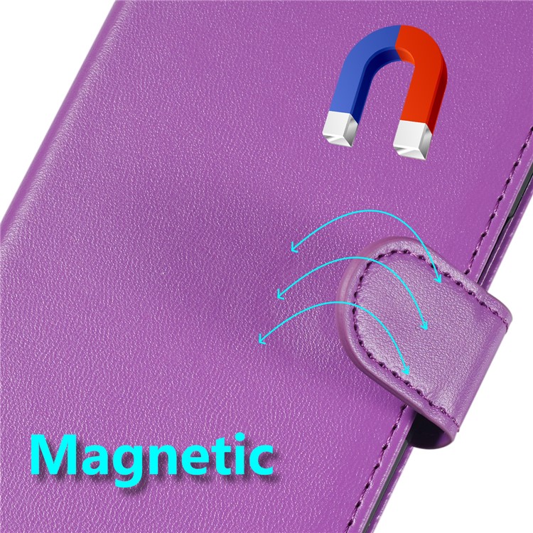 Solid Color Leather Wallet Stand Phone Case Cover for Samsung Galaxy A10 / M10 - Purple-10