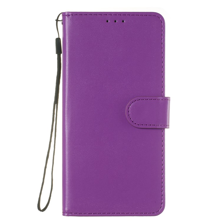 Solid Color Leather Wallet Stand Phone Case Cover for Samsung Galaxy A10 / M10 - Purple-2