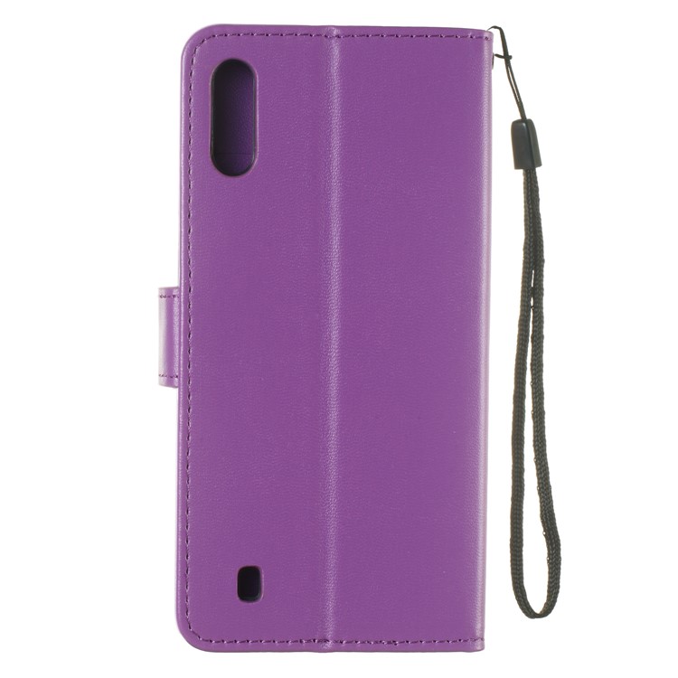 Solid Color Leather Wallet Stand Phone Case Cover for Samsung Galaxy A10 / M10 - Purple-3