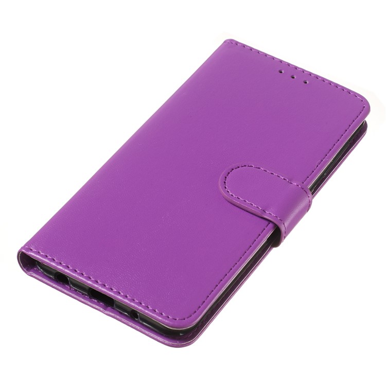 Solid Color Leather Wallet Stand Phone Case Cover for Samsung Galaxy A10 / M10 - Purple-5