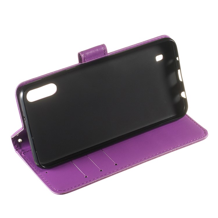 Solid Color Leather Wallet Stand Phone Case Cover for Samsung Galaxy A10 / M10 - Purple-6