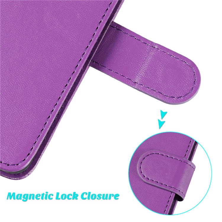 Solid Color Leather Wallet Stand Phone Case Cover for Samsung Galaxy A10 / M10 - Purple-8