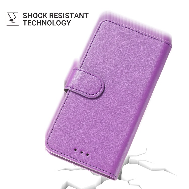 Solid Color Leather Wallet Stand Phone Case Cover for Samsung Galaxy A10 / M10 - Purple-9
