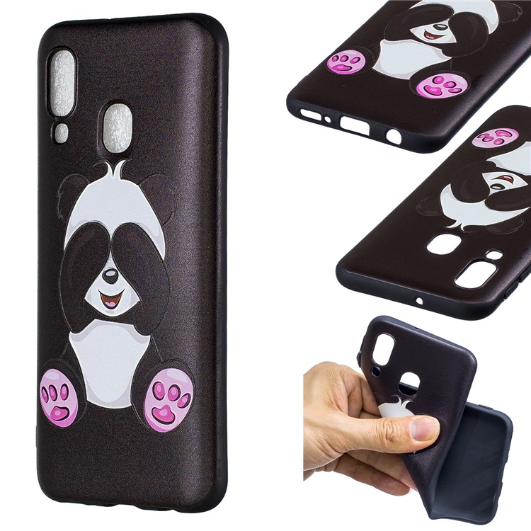 Embossment Patterned TPU Case Accessory for Samsung Galaxy A40 - Cute Panda-1