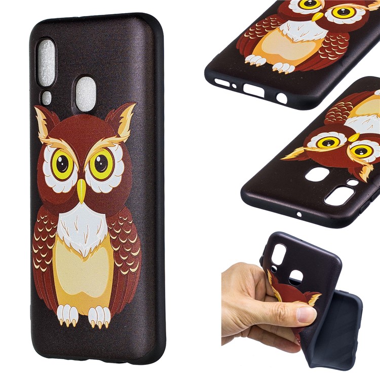 Geprägtes TPU-Etui-Zubehör Für Samsung Galaxy A40 - Schöne Eule-1