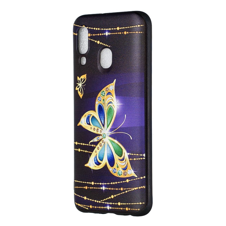 Geprägtes TPU-Etui-Zubehör Für Samsung Galaxy A40 - Diamante Schmetterling-2