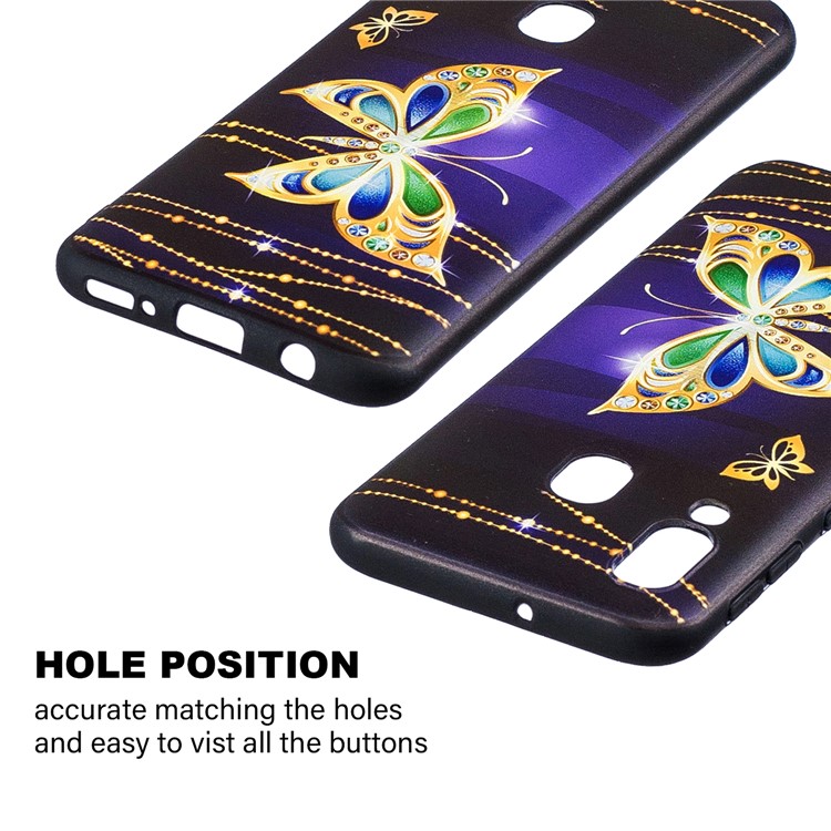 Geprägtes TPU-Etui-Zubehör Für Samsung Galaxy A40 - Diamante Schmetterling-3