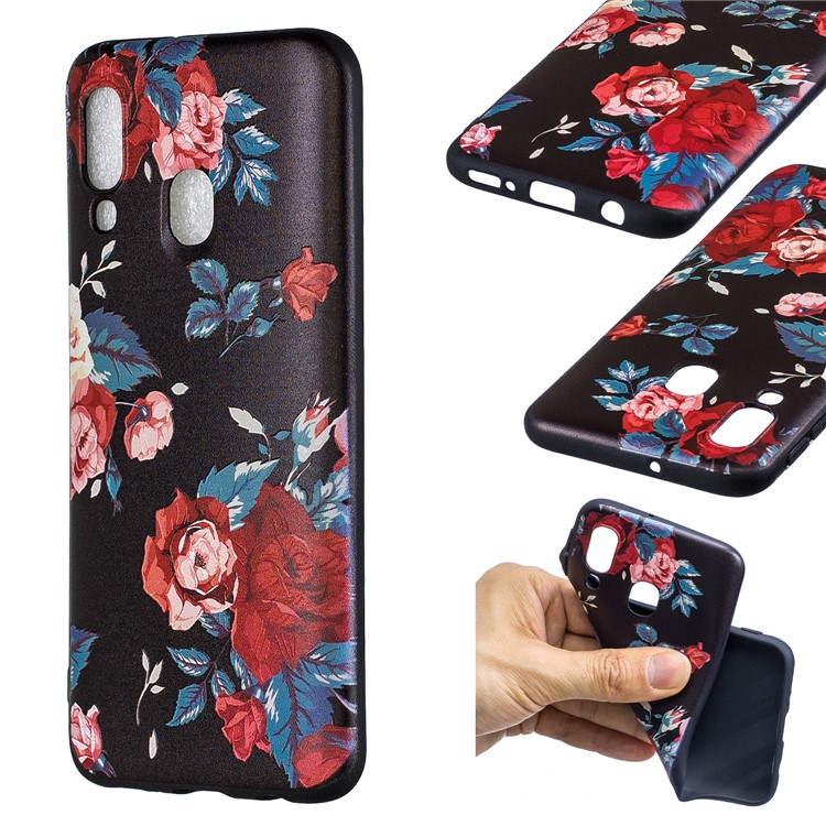 Geprägtes TPU-Etui-Zubehör Für Samsung Galaxy A40 - Rosen-1