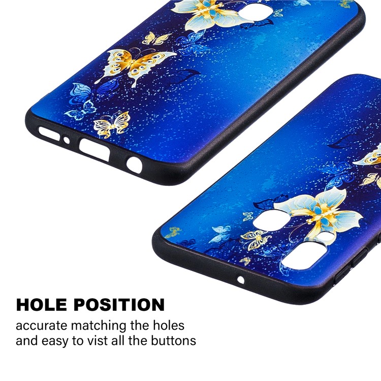 Accessorio In TPU Con Motivo Motivo Goffrato Per Samsung Galaxy A40 - Farfalla Blu-3