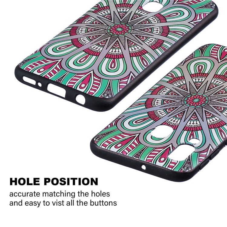 Embossment Patterned TPU Case Accessory for Samsung Galaxy A40 - Abstract Floral-3