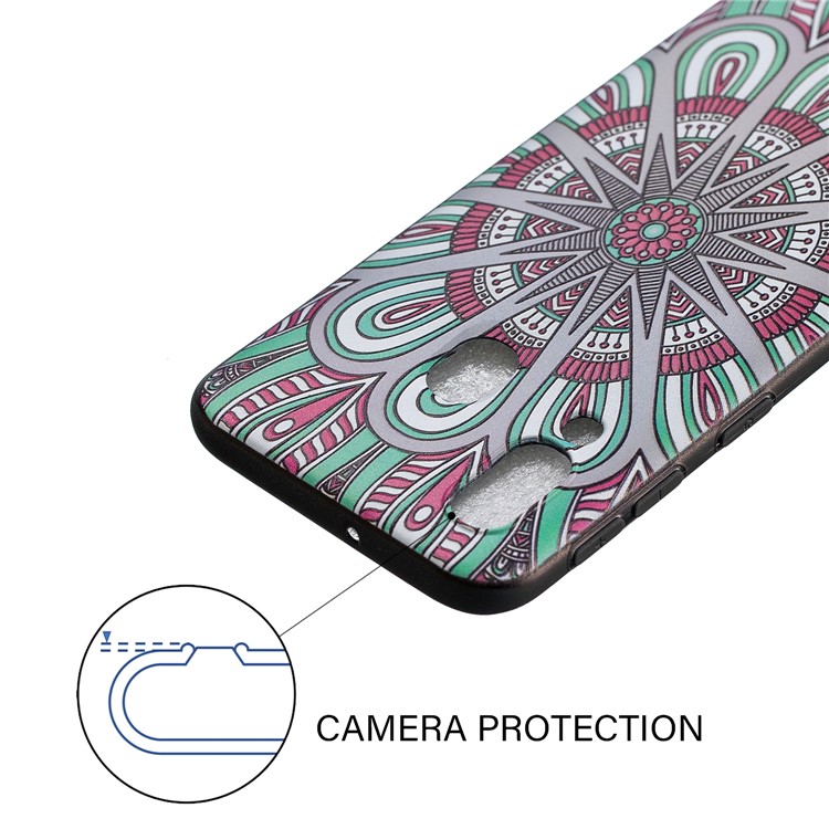 Embossment Patterned TPU Case Accessory for Samsung Galaxy A40 - Abstract Floral-4