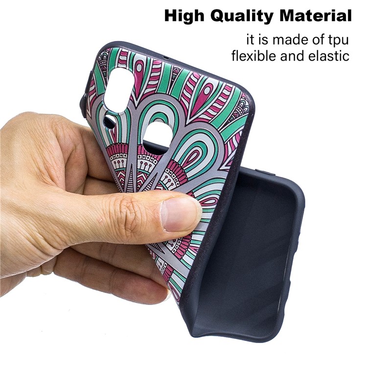 Embossment Patterned TPU Case Accessory for Samsung Galaxy A40 - Abstract Floral-5