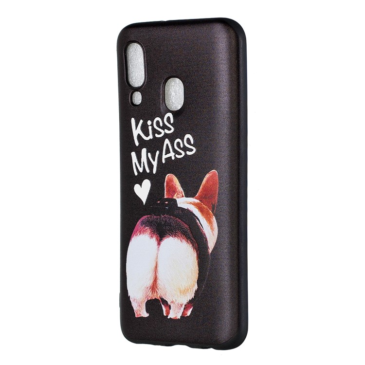 Embossment Patterned TPU Case Accessory for Samsung Galaxy A40 - Kiss My Ass-2
