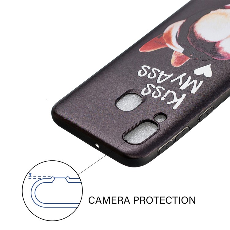 Embossment Patterned TPU Case Accessory for Samsung Galaxy A40 - Kiss My Ass-4