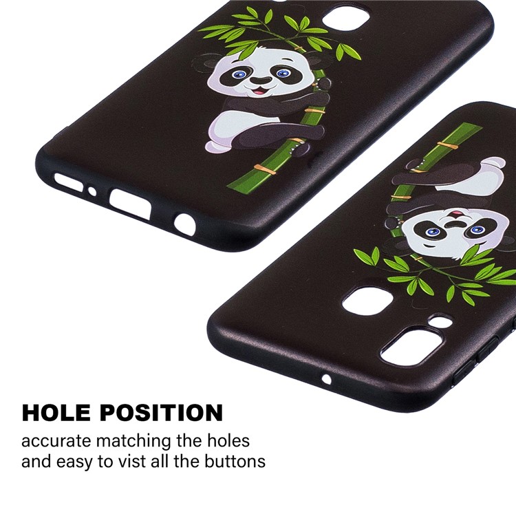Embossment Patterned TPU Case Accessory for Samsung Galaxy A40 - Panda Climbing on Bamboo-3
