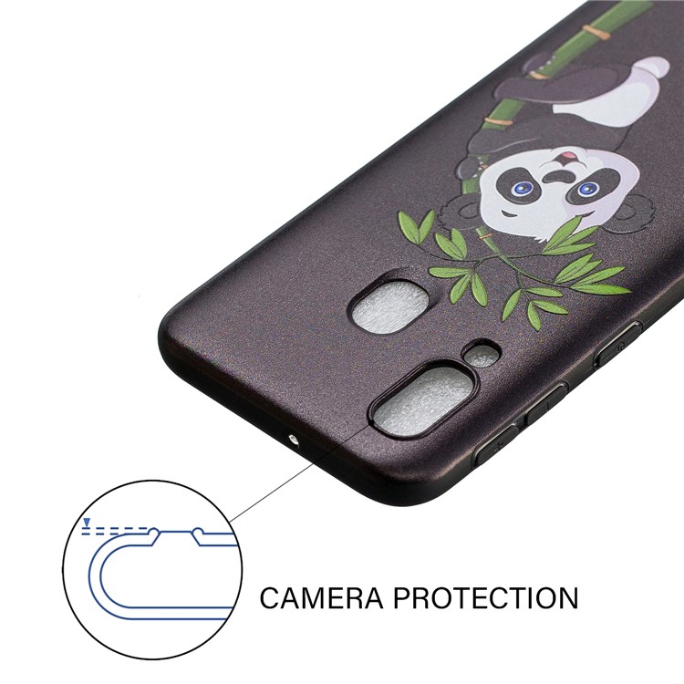 Embossment Patterned TPU Case Accessory for Samsung Galaxy A40 - Panda Climbing on Bamboo-4