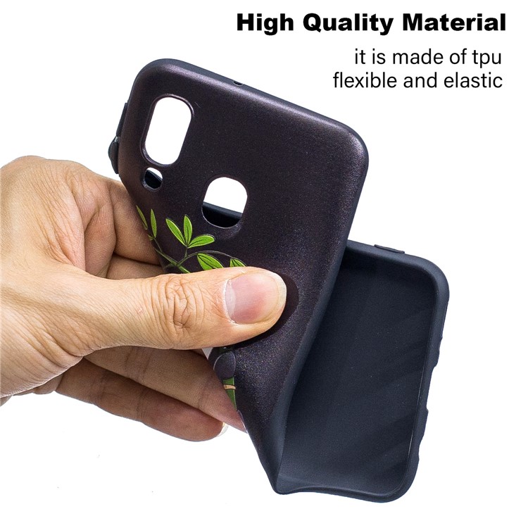 Embossment Patterned TPU Case Accessory for Samsung Galaxy A40 - Panda Climbing on Bamboo-5