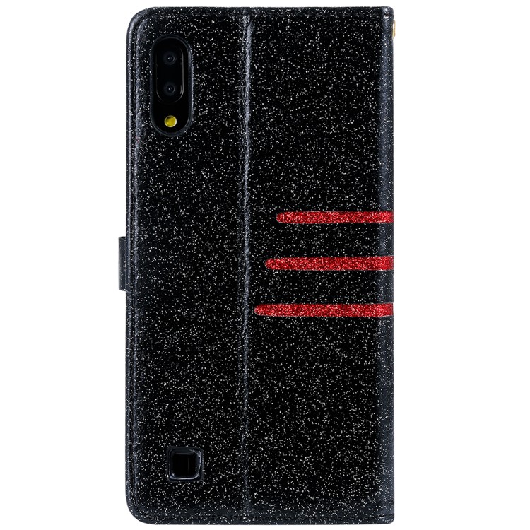 Glitter Powder Coated Wallet Leather Phone Case for Samsung Galaxy A10 / M10 - Black-3