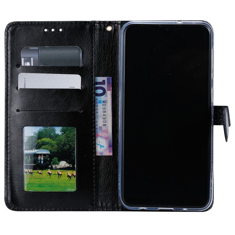 Glitter Powder Coated Wallet Leather Phone Case for Samsung Galaxy A10 / M10 - Black-4