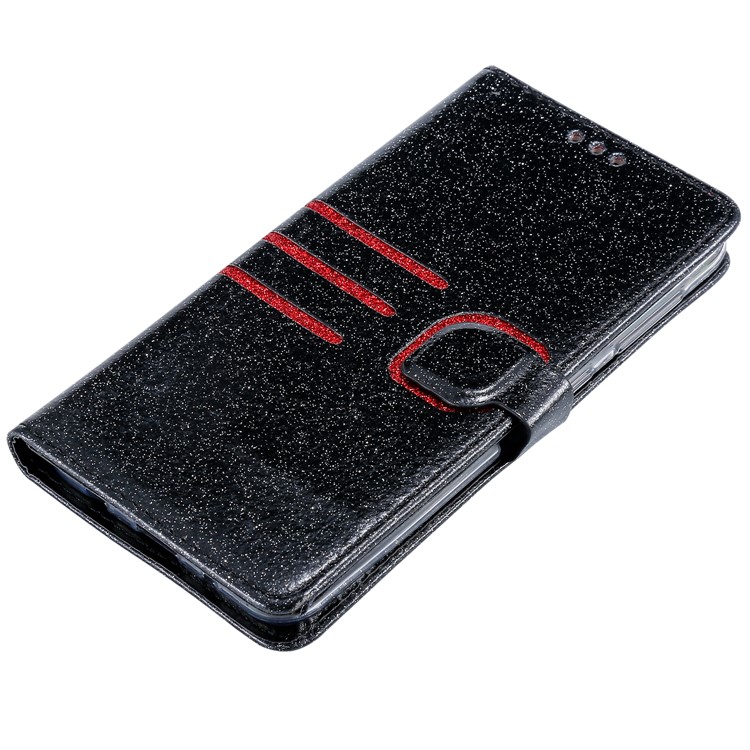 Glitter Powder Coated Wallet Leather Phone Case for Samsung Galaxy A10 / M10 - Black-5