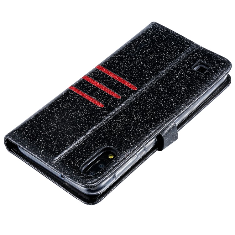 Glitter Powder Coated Wallet Leather Phone Case for Samsung Galaxy A10 / M10 - Black-6
