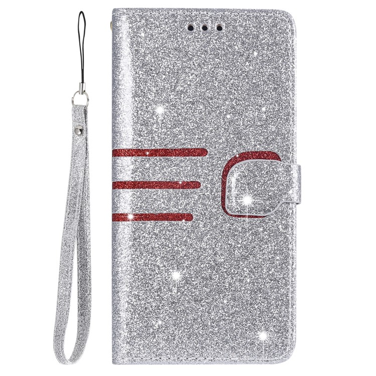 Glitter Powder Coated Wallet Leather Phone Case for Samsung Galaxy A10 / M10 - Silver-2